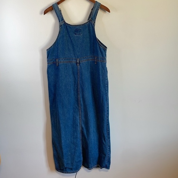 VTG Route66 Overall Dress Medium Blue 90s Jean Denim Maxi Bib Pockets Jumper - Picture 11 of 12